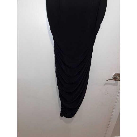 Express Black Sleeveless Ruched Pullover Mock Neck Women's Midi Dress Size M - Picture 3 of 11